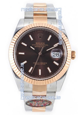 Rolex Datejust M126333 41MM ETA3235 72 Hours Power Brown Dial Oyster 1:1 Mirror Replica Rose Gold 904L Steel