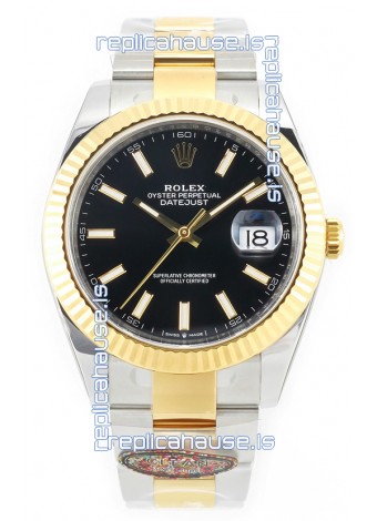 Rolex Datejust M126333 41MM ETA3235 72 Hours Power Black Dial Oyster 1:1 Mirror Replica Yellow Gold 904L Steel