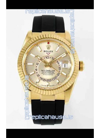 Rolex Sky-Dweller REF# 336935 Gold Dial Watch in Yellow Gold 904L Steel Case 1:1 Mirror Replica