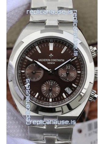 Vacheron Constantin Overseas Chronograph Brown Dial Swiss Replica Watch - Stainless Steel Strap