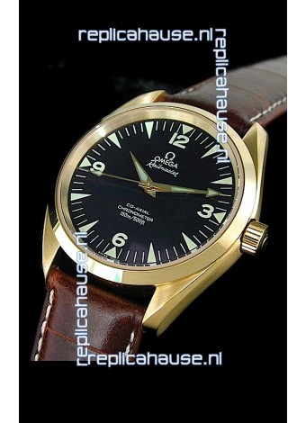 Omega Railmaster Swiss Watch in Rose Gold Casing