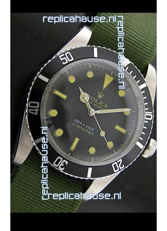 Rolex Submariner Swiss Replica Watch in Domed Crystal Green Nylon Strap
