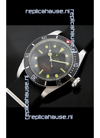 Rolex Submariner Swiss Replica Watch in Domed Crystal Black Nylon Strap