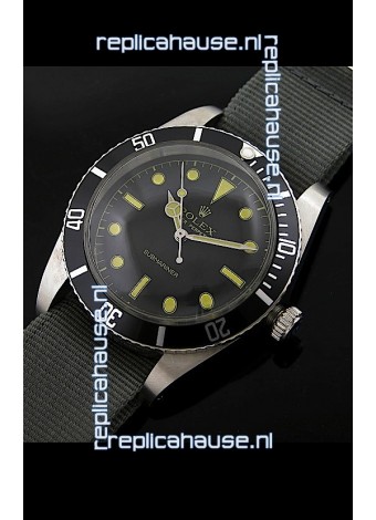 Rolex Submariner Swiss Replica Watch in Domed Crystal Grey Nylon Strap