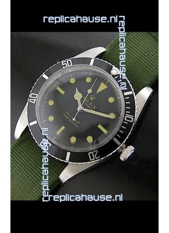Rolex Submariner Swiss Replica Watch in Domed Crystal Green Nylon Strap