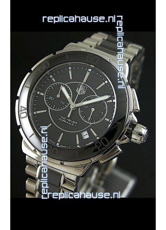 Tag Heuer Formula 1 Chronograph Swiss Replica Ceramic Ladies Watch in Black Dial