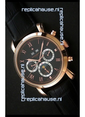 Vacheron Constantin Perpetual Calendar Japanese Watch in Black Dial