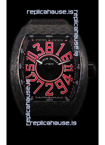 Franck Muller Vanguard Carbon Casing Red Indexes Swiss Watch
