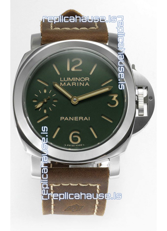 Panerai Luminor Marina 8 Days PAM00911 Green Dial 1 1 Mirror Quality 904L Steel in Leather