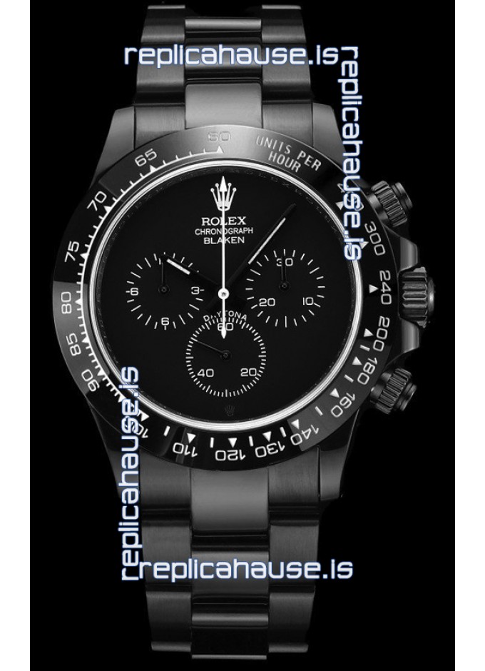 Rolex Daytona Blaken 1 1 Swiss Mirror Replica Black Dial Cal.4130 Movement WITH BOX