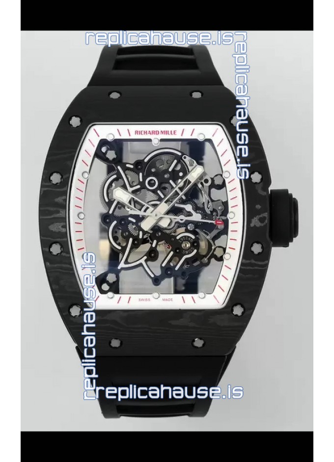 Richard Mille RM055 Black Carbon Casing Black Rubber 1 1 Superclone Genuine Tourbillon Watch