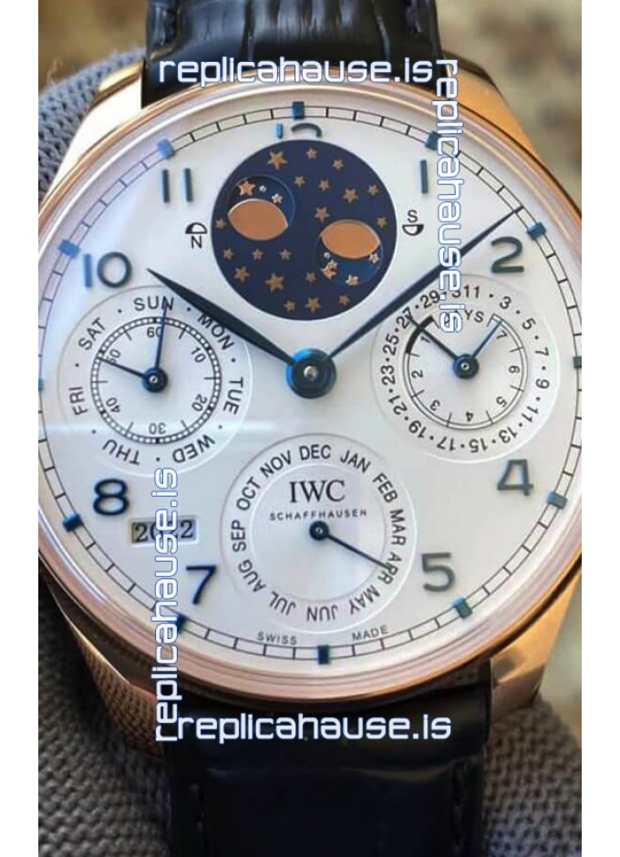 IWC Portuguese Perpetual Calendar Rose Gold Swiss Replica Watch REF. IW503405