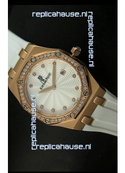Audemars Piguet Royal Oak Ladies Quartz Replica Watch in Pink Gold Case