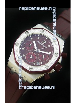 Audemars Piguet Royal Oak Offshore Lady Alinghi Swiss Watch in Maroon Dial