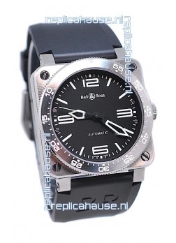 Bell and Ross BR 03 Type Aviation Brushed Steel Swiss Automatic Watch in Black Dial