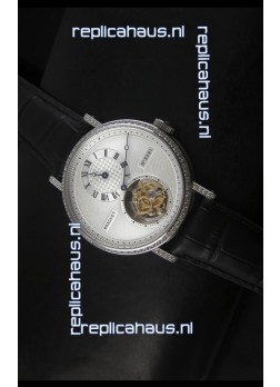 Breguet Classique Tourbillon Swiss Replica Watch in Stainless Steel with Diamonds Bezel