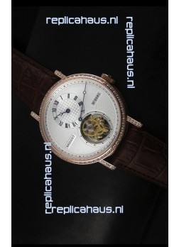 Breguet Classique Tourbillon Swiss Replica Watch in Rose Gold with Diamonds Bezel