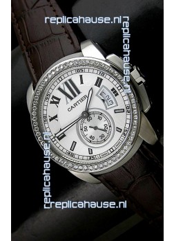 Cartier Calibre de Japanese Replica Watch in White Dial