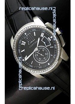Cartier Calibre de Japanese Replica Watch in Black Dial