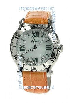 Chopard Happy Sport Diamonds Edition Replica Watch in White Pearl Dial