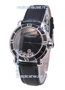 Chopard Happy Sport Star Shaped Diamonds Swiss Watch in Black Dial