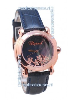 Chopard Happy Sport Star Shaped Diamonds Swiss Rose Gold Watch 