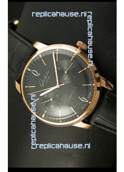 Glashuette Senator Japanese Replica Watch in 18K Pink Gold Case