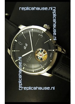 Glashuette Tourbillon Japanese Replica Watch in Black Dial