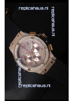 Hublot Big Bang Rose Gold Watch Quartz Movement in Black Strap
