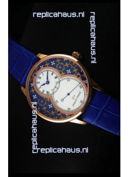 Jaquet Droz Grande Seconde Watch Rose Gold Blue Grand Feu paillonné-enameled Dial