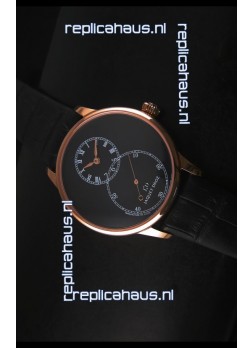 Jaquet Droz Grande Seconde Black Enamel Stainless Rose Gold Case in Black Dial
