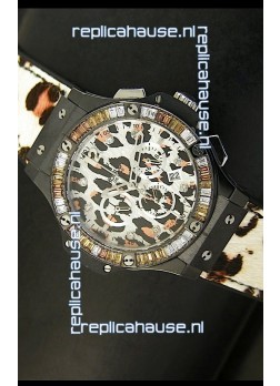 Hublot Big Bang White Zebra Bang Edition in Black PVD Case 34MM Watch