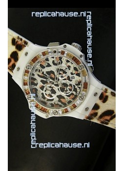 Hublot Big Bang White Zebra Bang Edition in White PVD Case 34MM Watch