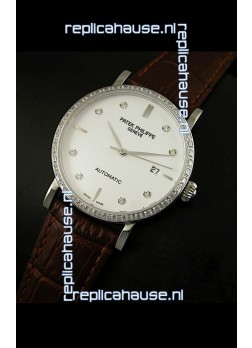 Patek Philippe Calatrava 5298 Swiss Replica Watch in Steel Casing - Diamonds Hours