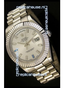 Rolex Day Date II 41MM Swiss Replica Watch - Steel Dial - 1:1 Mirror Replica Watch 