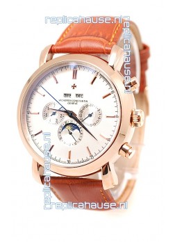 Vacheron Constantin Malte Perpetual Chronograph Japanese Replica Watch in White Dial