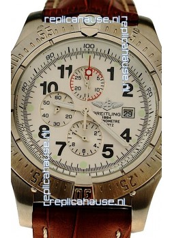 Breitling Chronograph Chronometre Japanese Watch in Brown Strap