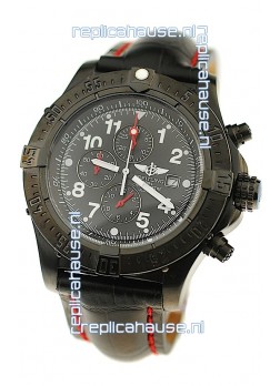 Breitling Chronograph Chronometre Japanese Replica PVD Watch in Black Strap