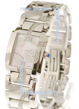 Patek Philippe Twenty Four Swiss Replica Steel Watch in Pink Pearl Dial 