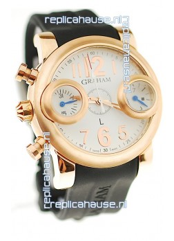 Graham Swordfish Japanese Replica Gold Watch in White Dial