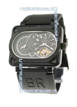 Bell and Ross BR Minuteur Tourbillon PVD Japanese Watch in Black Dial