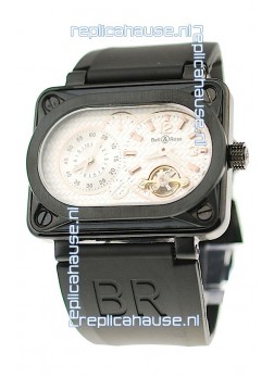 Bell and Ross BR Minuteur Tourbillon PVD Japanese Watch in White Dial
