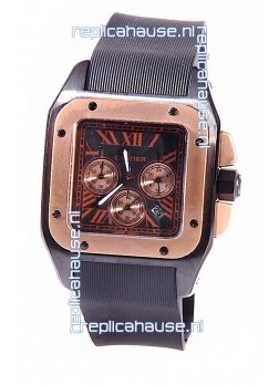 Cartier Santos 100 Carbon Chrono Japanese Replica Watch