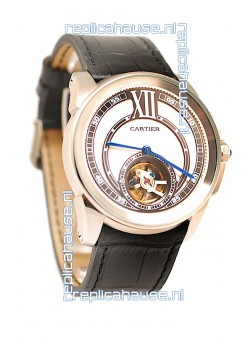 Calibre de Cartier Flying Tourbillon Japanese Replica Steel Watch 