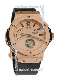 Hublot Big Bang Big Date Power Reserve Japanese Replica Tourbillon Watch in Pink Gold