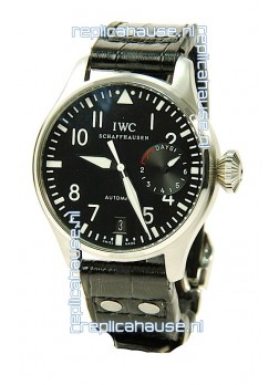 IWC Big Pilot Swiss Replica Steel Watch in Black Dial 