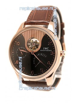 IWC Portuguese Tourbillon Mystere Japanese Replica Rose Gold Watch 