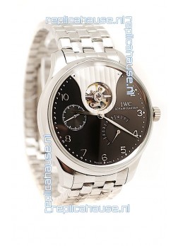 IWC Portuguese Tourbillon Mystere Replica Watch in Black Dial