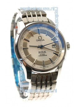 Omega Co Axial De Ville Hour Vision Swiss Replica Watch in White Dial