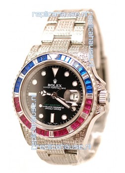 Rolex GMT Masters II 2011 Edition Swiss Replica Watch with Diamonds Casing and Bezel